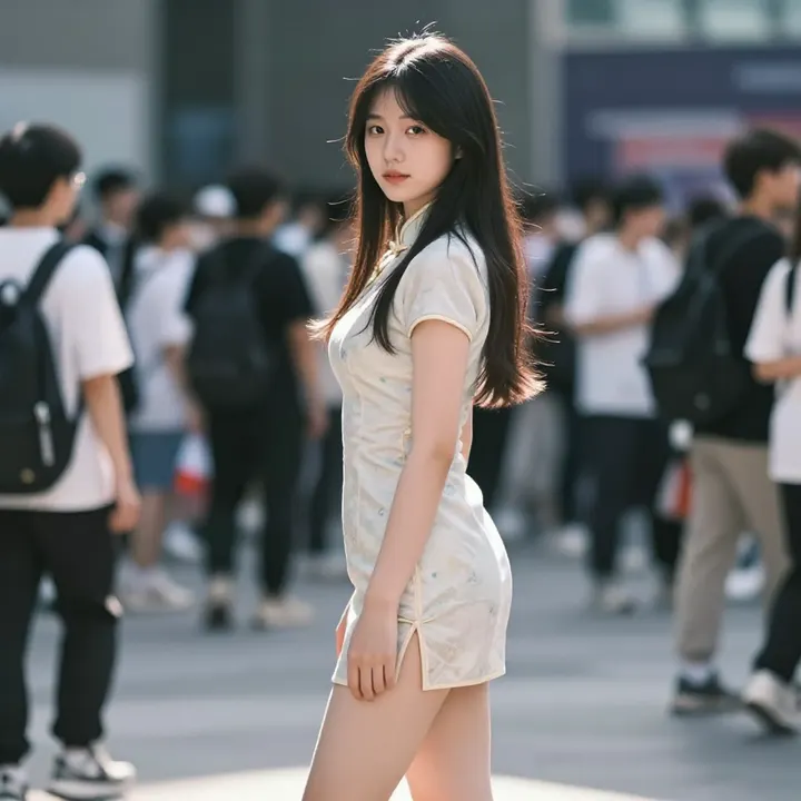 旗袍少女的日常主题图片 0499，杰作，最佳画质，极致细节，照片级写实 , 都市街拍纪实风