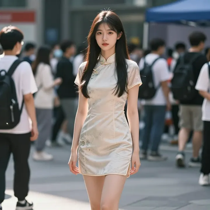 旗袍少女的日常主题图片 0500，杰作，最佳画质，极致细节，照片级写实 , 都市街拍纪实风