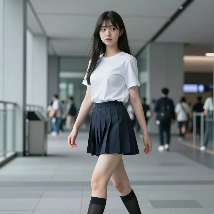 楼梯上的校服少女主题图片 0537，杰作，最佳画质，极致细节，照片级写实 , 日系动漫角色写真风格