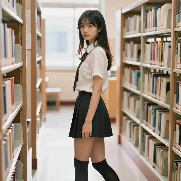 图书馆里的学姐主题图片 0597，杰作，最佳画质，极致细节，照片级写实 , 逆光氛围人像风格