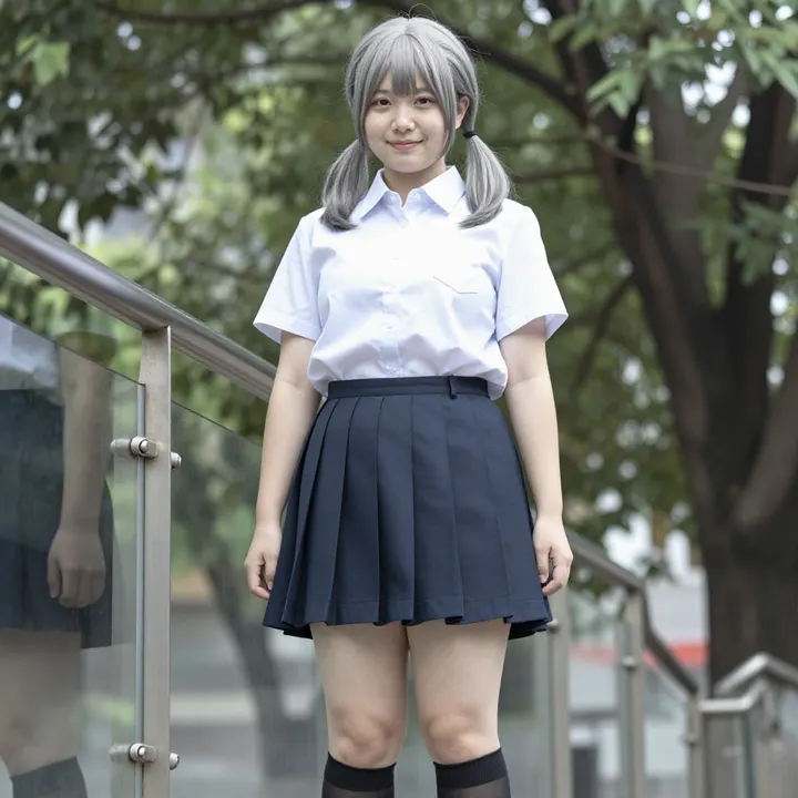 银发少女的校园日常主题图片 0680，杰作，最佳画质，极致细节，照片级写实 , 空气感人像风格