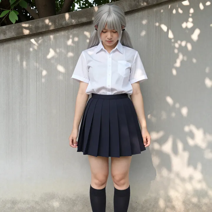 银发少女的校园日常主题图片 0683，杰作，最佳画质，极致细节，照片级写实 , 空气感人像风格