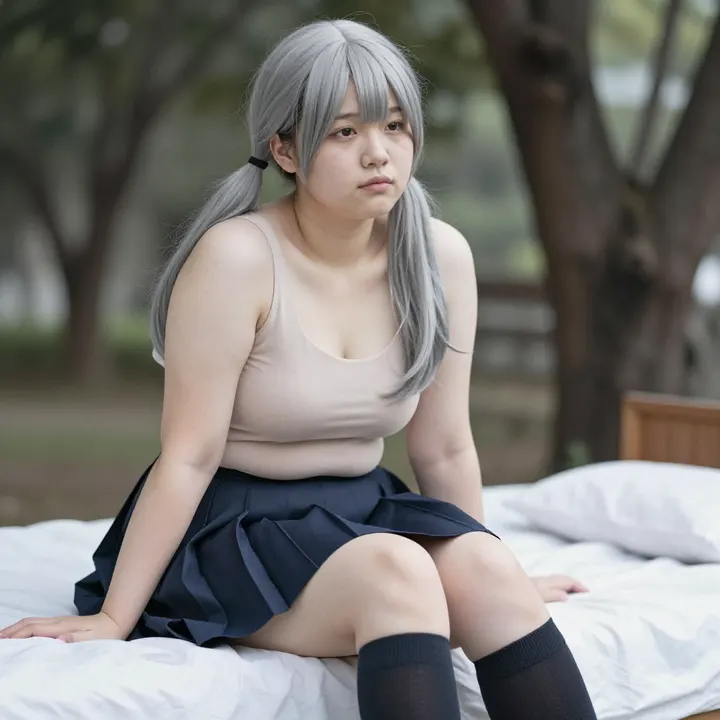 银发少女的校园日常主題圖片 0684，杰作，最佳画质，极致细节，照片级写实 , 空气感人像风格