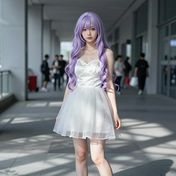 窗边的紫发少女主题图片 0690，杰作，最佳画质，极致细节，照片级写实 , 清透漫展人像风格