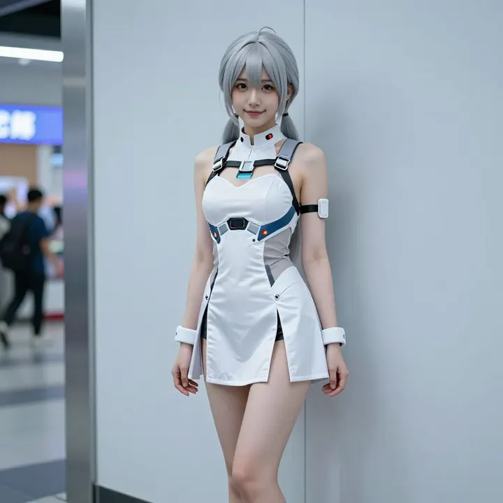 银发少女的校园写真主题图片 0750，杰作，最佳画质，极致细节，照片级写实 , 清新角色私摄风格