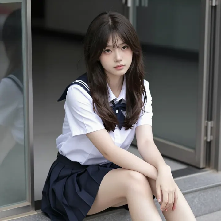 今日份校服少女主题图片 0758，杰作，最佳画质，极致细节，照片级写实 , 动漫展抓拍风格