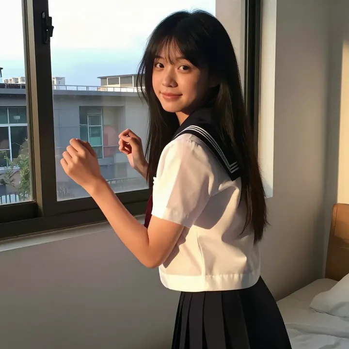 今日份日系校服少女主题图片 0855，杰作，最佳画质，极致细节，照片级写实 , 柔光角色人像风格