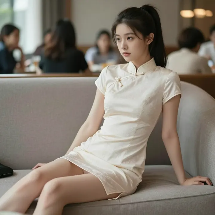 旗袍下的清冷少女主題圖片 0880，杰作，最佳画质，极致细节，照片级写实 , 高细节服装展示风格