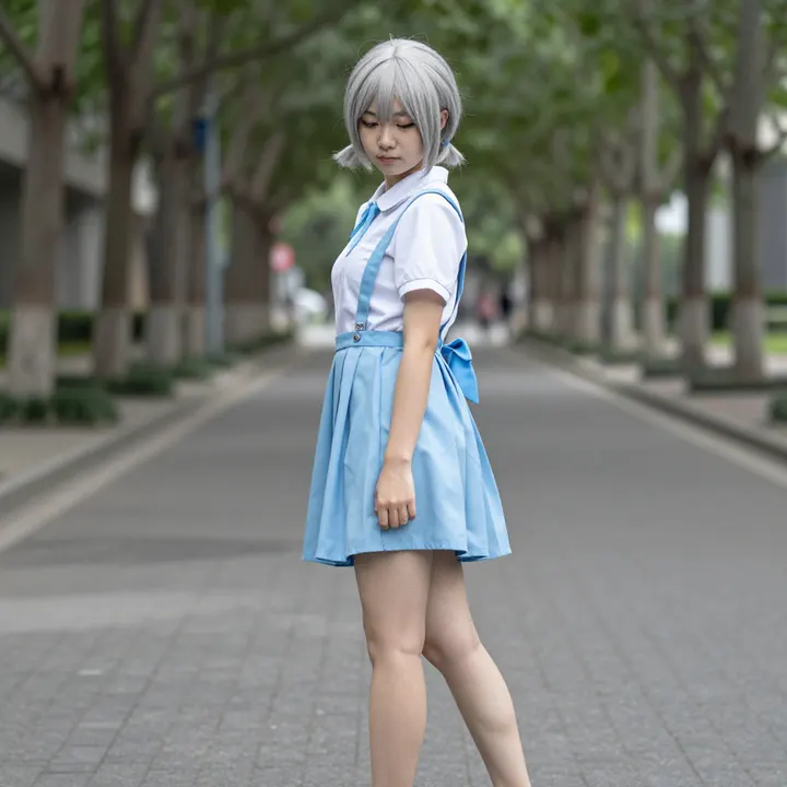 银发少女的校园日常主题图片 0889，杰作，最佳画质，极致细节，照片级写实 , 真实纪实摄影风格